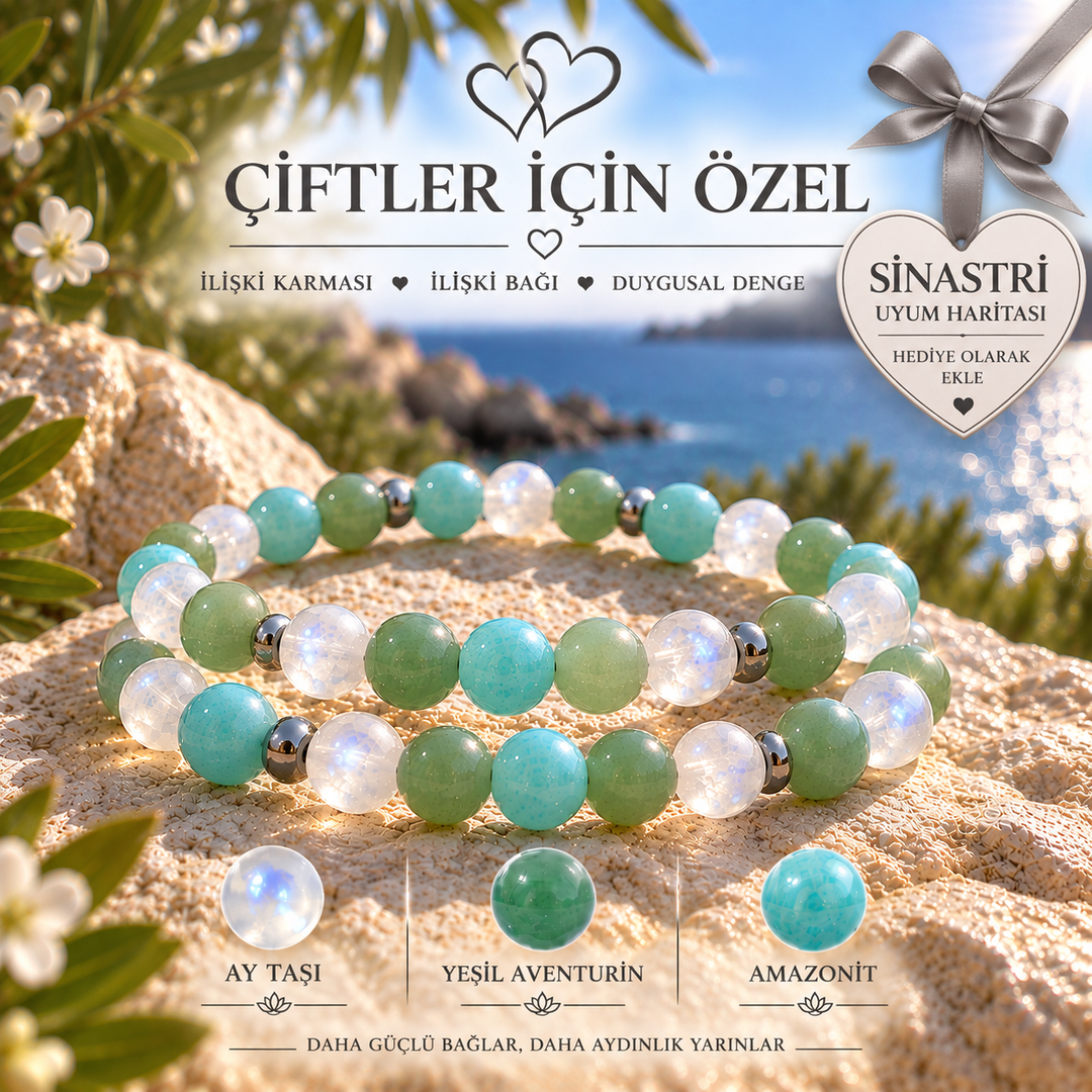 AY TAŞI + YEŞİL AVENTURİN +  AMAZONİT + SİNASTRİ HARİTASI